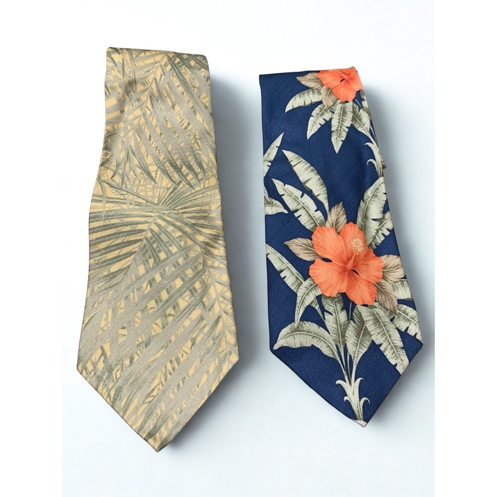 Tommy Bahama Men's‎ Silk Necktie Set of 2 Graphic Vacation Logo
